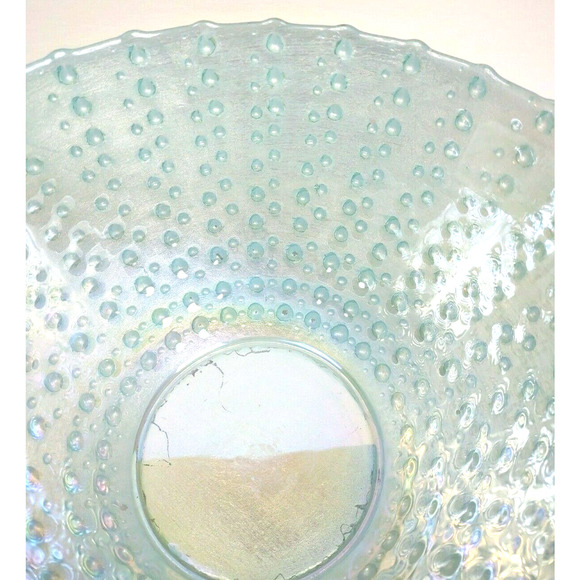 Three Hands Bumpy Glass Hand Painted Bowl Made in Turkey Scalloped Hobnail 11x6 - Picture 8 of 9